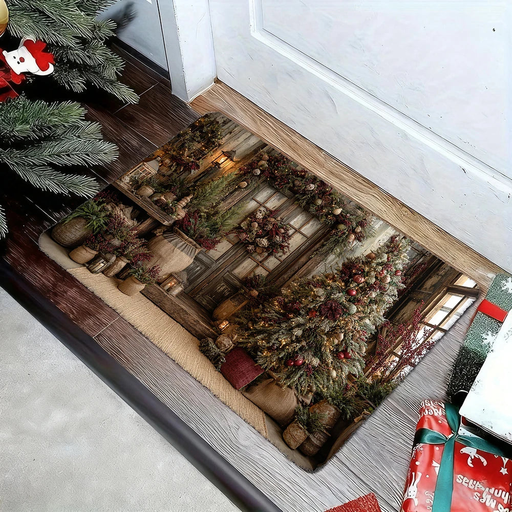 Christmas Tree Design DoormatHome Decor Bedroom Living Room Entryway Floor Mat Kitchen Bathroom Carpet