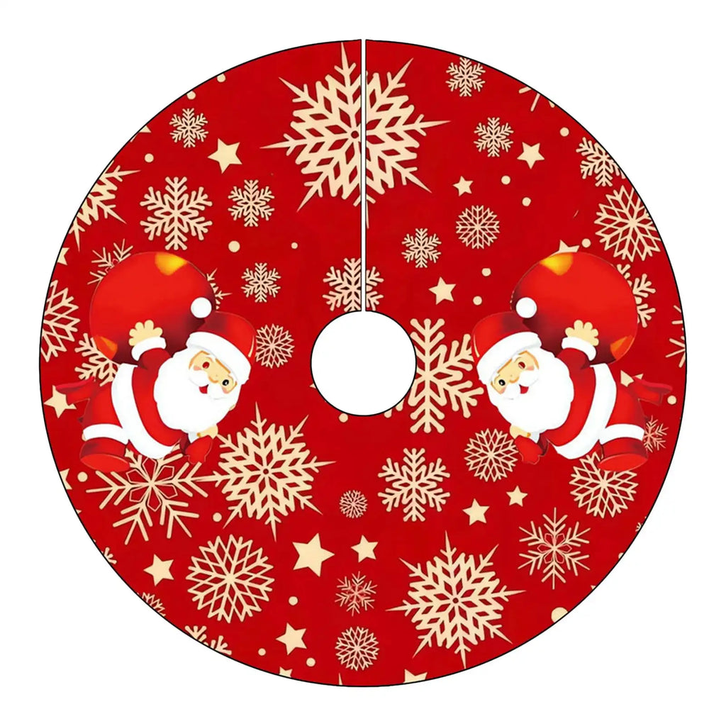 Christmas Tree Skirt Red Xmas Tree Ornaments For Soft Plush Christmas Tree Mat With Snowy Pattern For Decorations Holiday Party