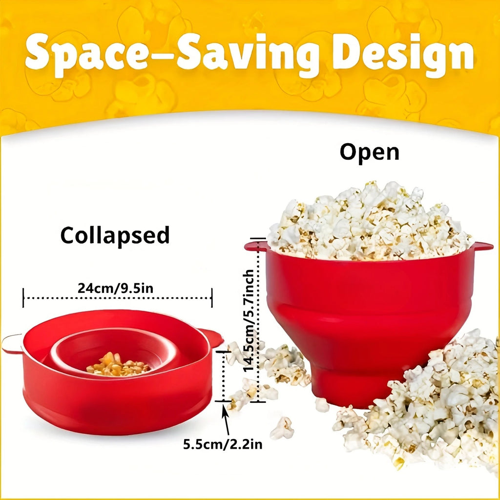 1pc Microwave Popcorn Maker-3L Large Capacity,Foldable Silicone Bowl,BPA-Free & Dishwasher Safe, Perfect for Family Movie Nights
