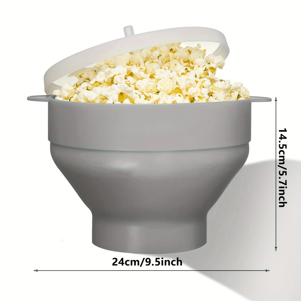 1pc Microwave Popcorn Maker-3L Large Capacity,Foldable Silicone Bowl,BPA-Free & Dishwasher Safe, Perfect for Family Movie Nights