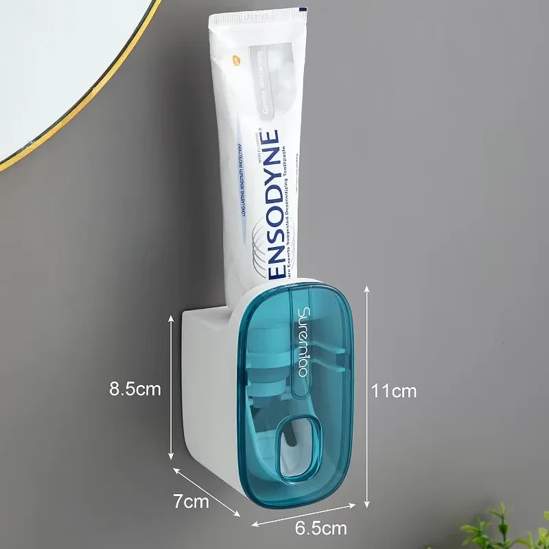 Wall Mounted Toothbrush Holder With Automatic Toothpaste Dispenser Toothpaste Squeezer Simplify Morning