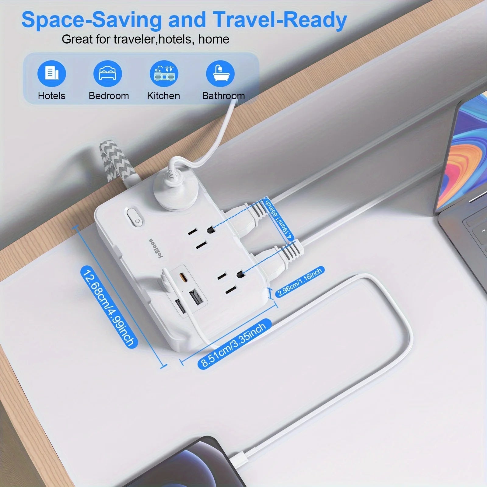 US Plug AC Outlet Multiprise Power Strip Braided Extension Cord Smart Home Electrical Socket Network Filter USB Type-C Charging