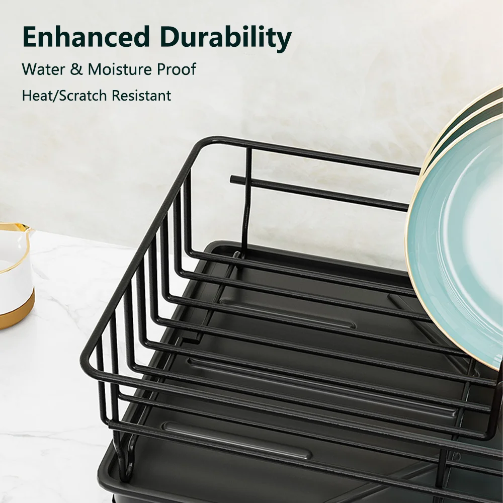 Multi-Functional Kitchen Organizer: Countertop & Cabinet Dish Rack + Utensil Drainer Storage with Stackable Design Storage Rack