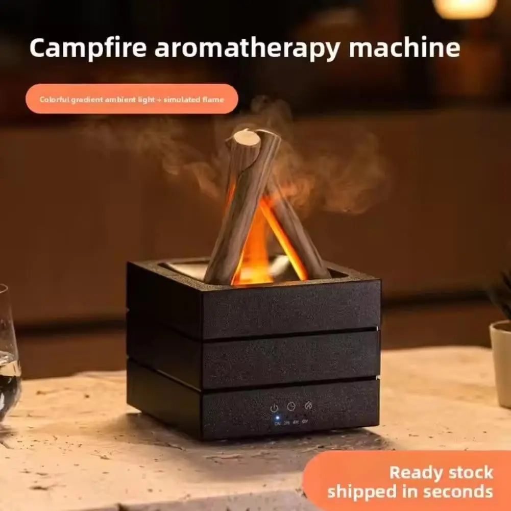 2025 Winter Bonfire Aroma Diffuser Home Flame Spray Ambient Light Large Capacity Wood Grain Humidifier (No Essential Oils)
