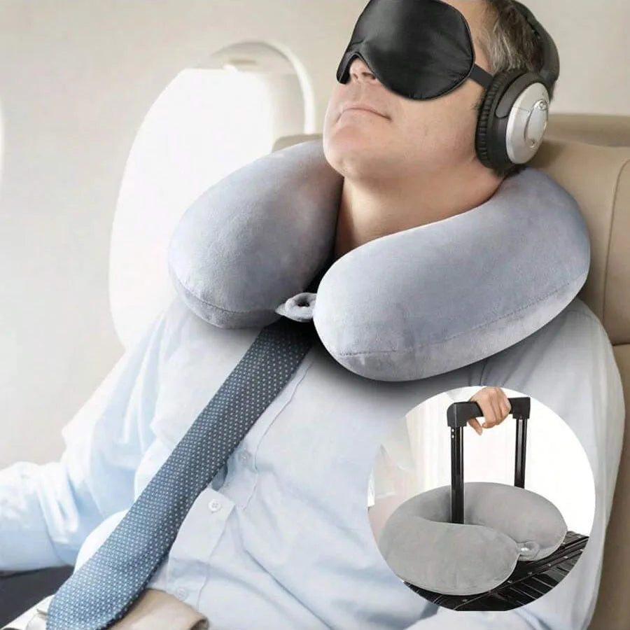 1pc Travel Pillow Neck Pillow Airplane Pillow Traveling Car Home Office Travel Neck Flight Pillow Snap Strap Soft Cover