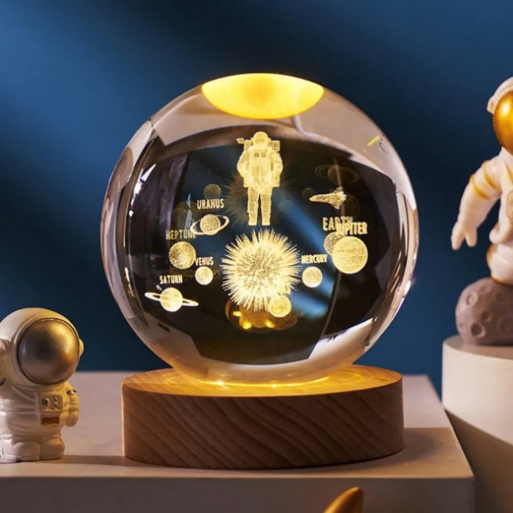 NEW Christmas Birthday Gifts6 Crystal Ball Planet Night Light Laser Solar System Globe Astronomy Festival GiftsDesktopDecoration
