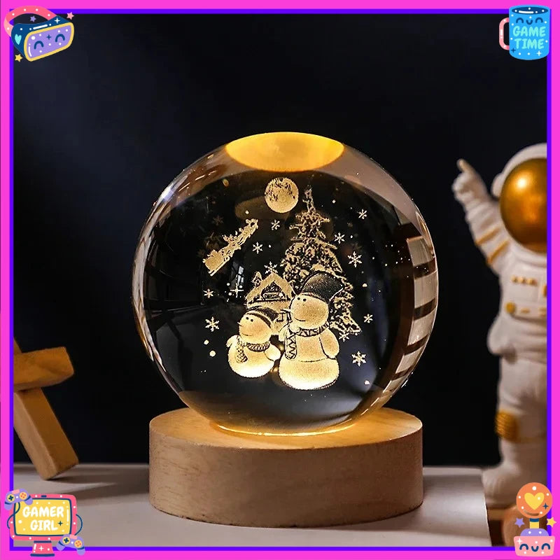 NEW Christmas Birthday Gifts6 Crystal Ball Planet Night Light Laser Solar System Globe Astronomy Festival GiftsDesktopDecoration