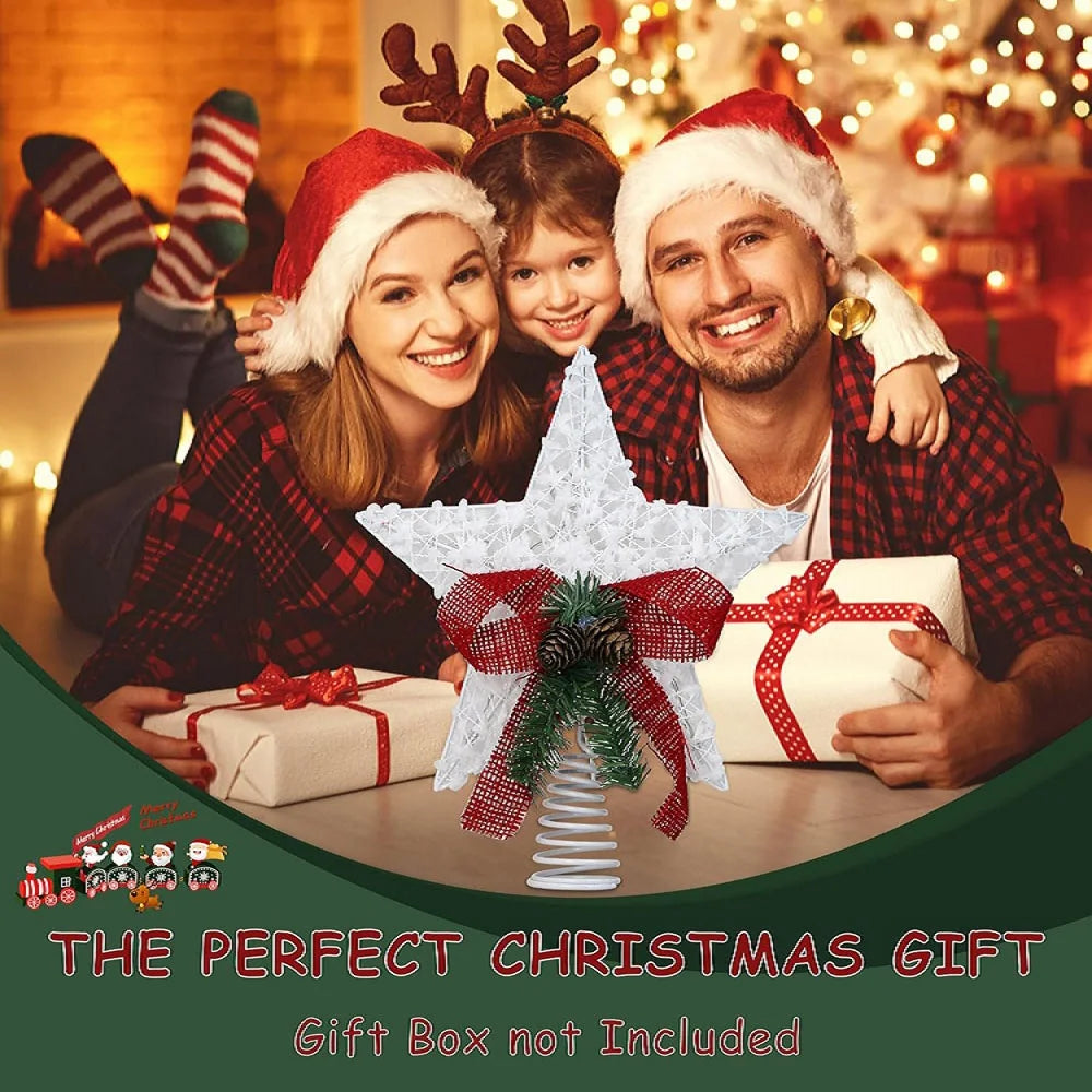 Christmas Tree LED Star Tree Topper Battery Operated Treetop Decoration Hanging Xmas Decoration Ornament Topper Christmas Star