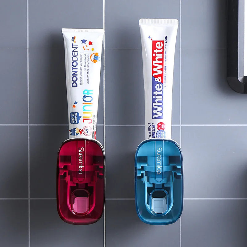 Wall Mounted Toothbrush Holder With Automatic Toothpaste Dispenser Toothpaste Squeezer Simplify Morning