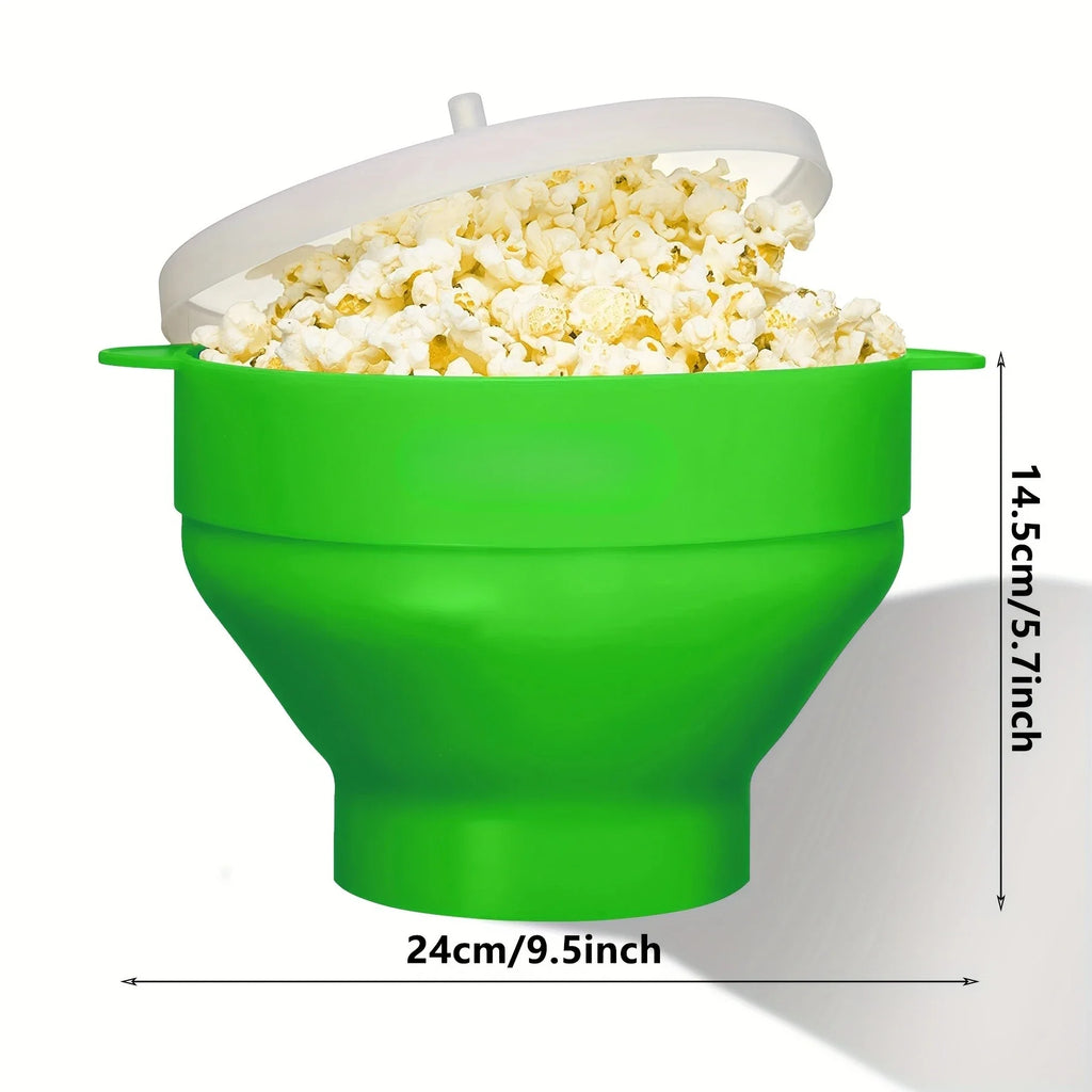 1pc Microwave Popcorn Maker-3L Large Capacity,Foldable Silicone Bowl,BPA-Free & Dishwasher Safe, Perfect for Family Movie Nights