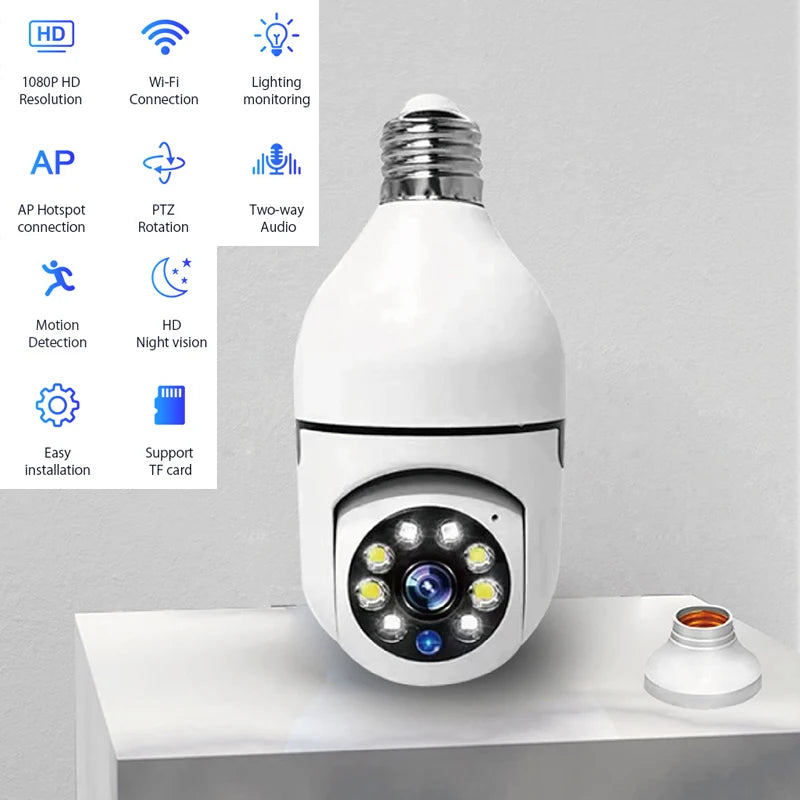 Smart Home 2.4G E27 Bulb Wifi Surveillance Camera HD Night Security Video Surveillance Supprt Two Way Audio Mobile Motion