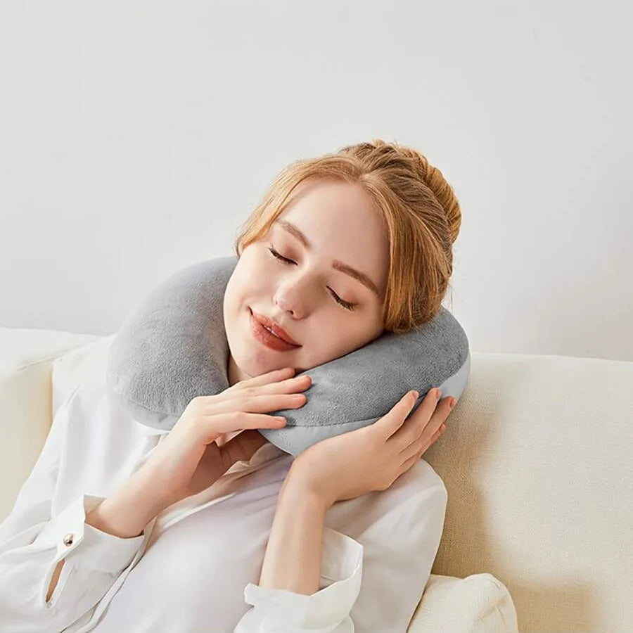 1pc Travel Pillow Neck Pillow Airplane Pillow Traveling Car Home Office Travel Neck Flight Pillow Snap Strap Soft Cover