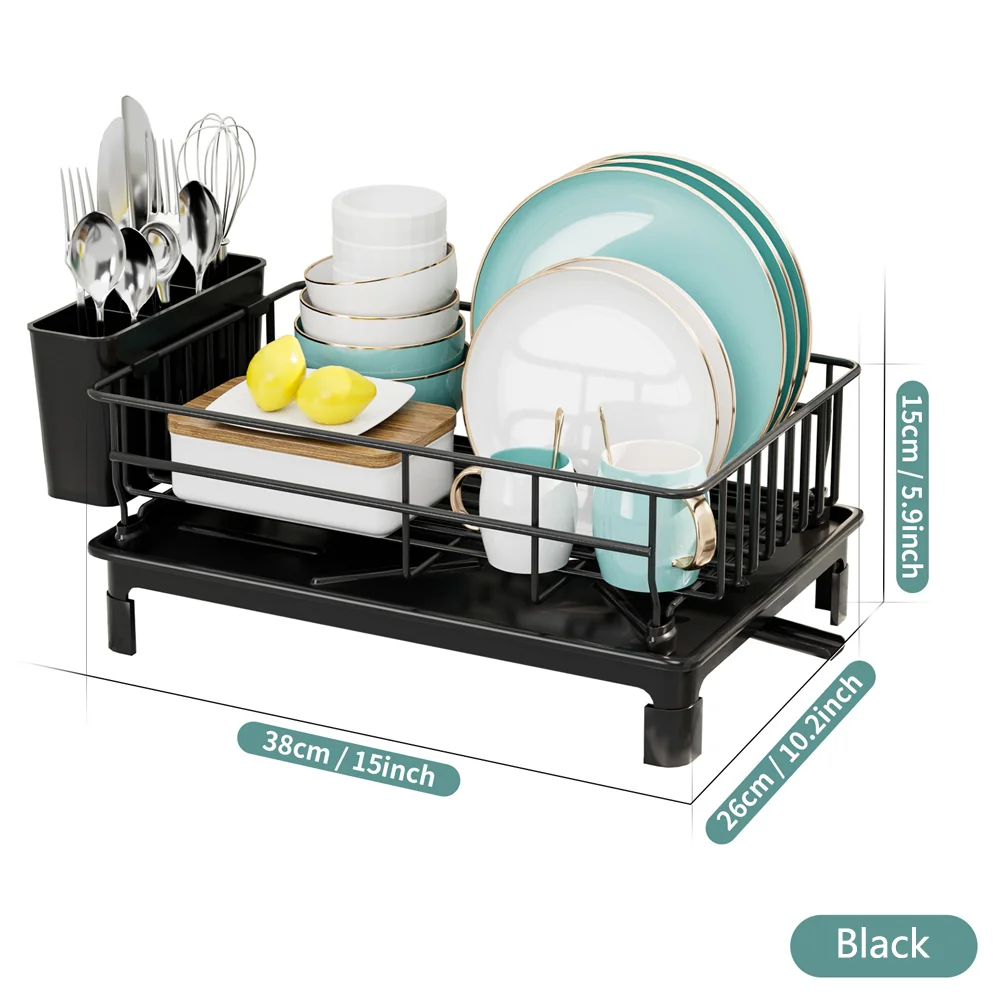 Multi-Functional Kitchen Organizer: Countertop & Cabinet Dish Rack + Utensil Drainer Storage with Stackable Design Storage Rack