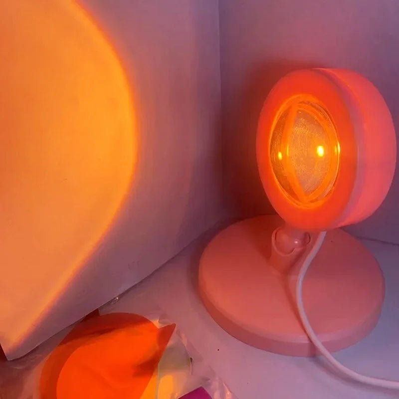 Sunset Lamp Led Projector Remote Control Rainbow Atmosphere Night Light Photographic Home Background Wall Decoration Lamp