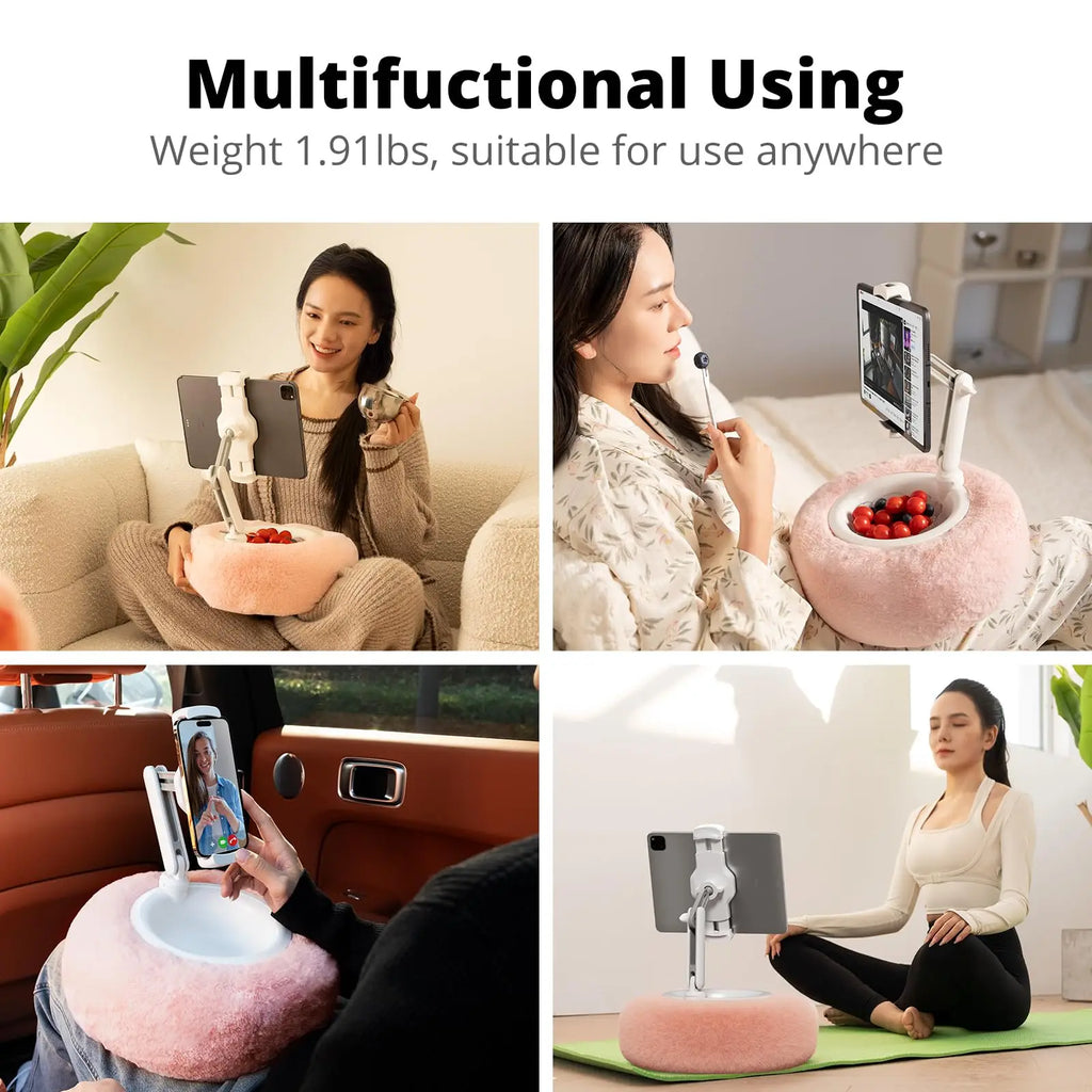 New 2025 Plush Pillow Phone Tablet Bracket Desktop Stand Adjustable Length Angle For Live Straming Video Chat Lazy Tablet Holder