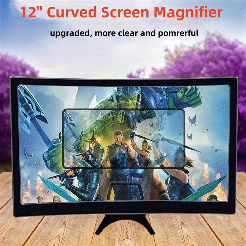 Mobile Phone Screen Magnifier 3D HD Magnifier 12 Inch Large Screen Amplifier Curved Screen Smartphone Video Amplifier Holder