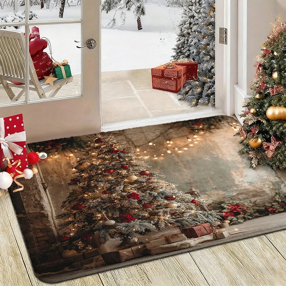 Christmas Tree Design DoormatHome Decor Bedroom Living Room Entryway Floor Mat Kitchen Bathroom Carpet
