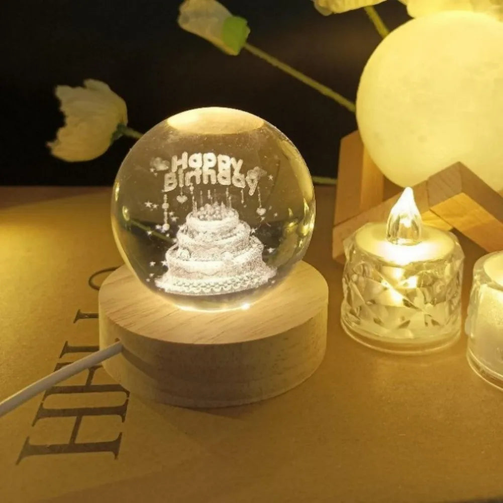 NEW Christmas Birthday Gifts6 Crystal Ball Planet Night Light Laser Solar System Globe Astronomy Festival GiftsDesktopDecoration
