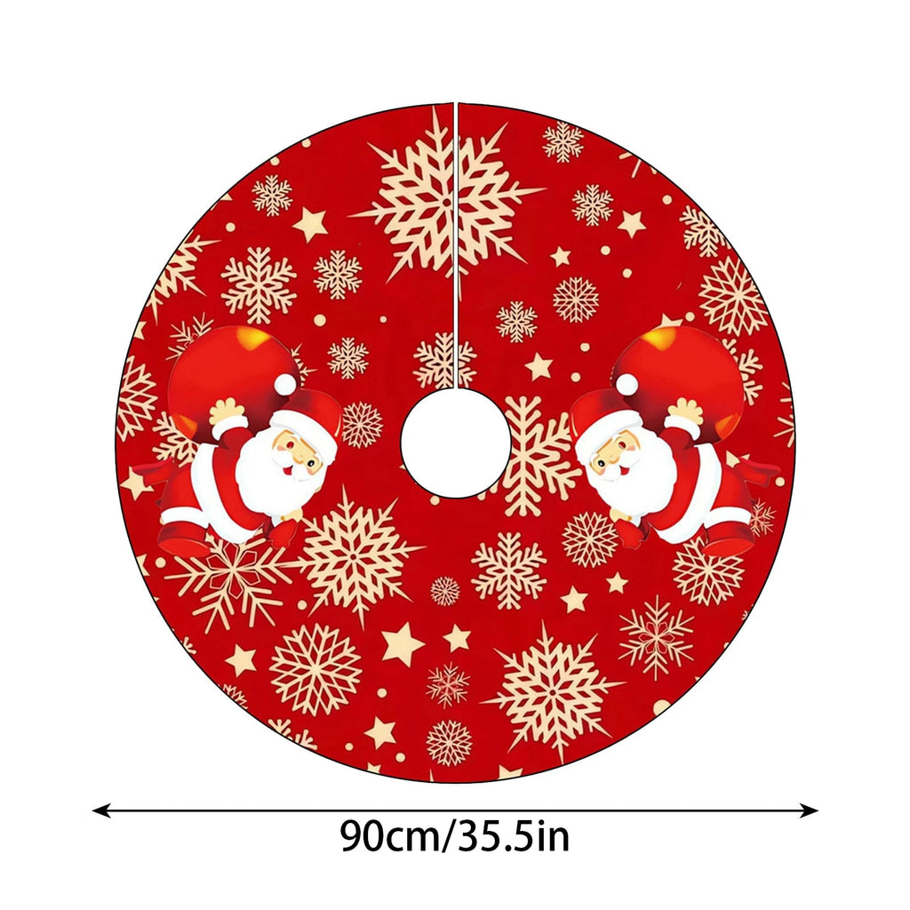 Christmas Tree Skirt Red Xmas Tree Ornaments For Soft Plush Christmas Tree Mat With Snowy Pattern For Decorations Holiday Party