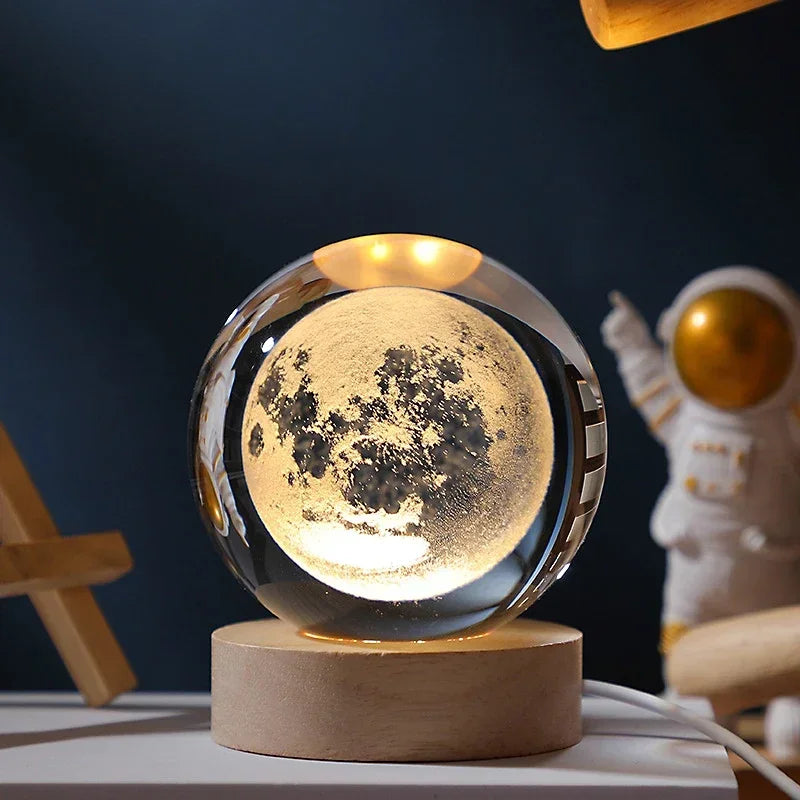 NEW Christmas Birthday Gifts6 Crystal Ball Planet Night Light Laser Solar System Globe Astronomy Festival GiftsDesktopDecoration
