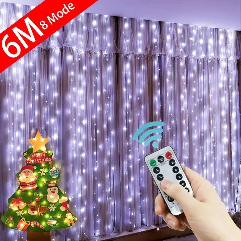 LED String Lights Christmas Decoration Remote Control USB Wedding Garland Curtain 6M Lamp Holiday For Bedroom Bulb Outdoor Fairy