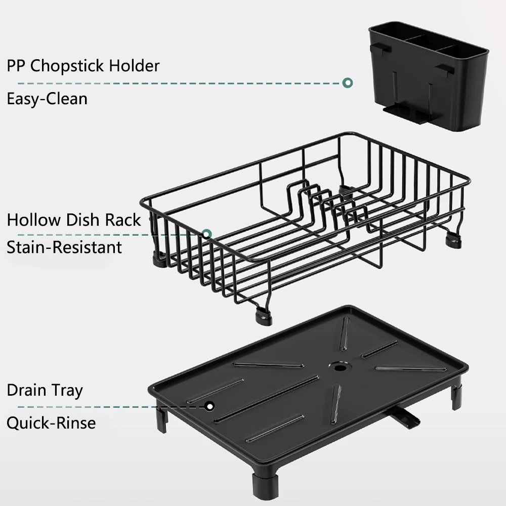 Multi-Functional Kitchen Organizer: Countertop & Cabinet Dish Rack + Utensil Drainer Storage with Stackable Design Storage Rack