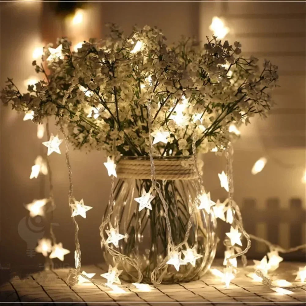 LED String Lights Outdoor Star Chain Lights Garland Lights Bulb Fairy Lights Party Home Wedding Garden  Decor