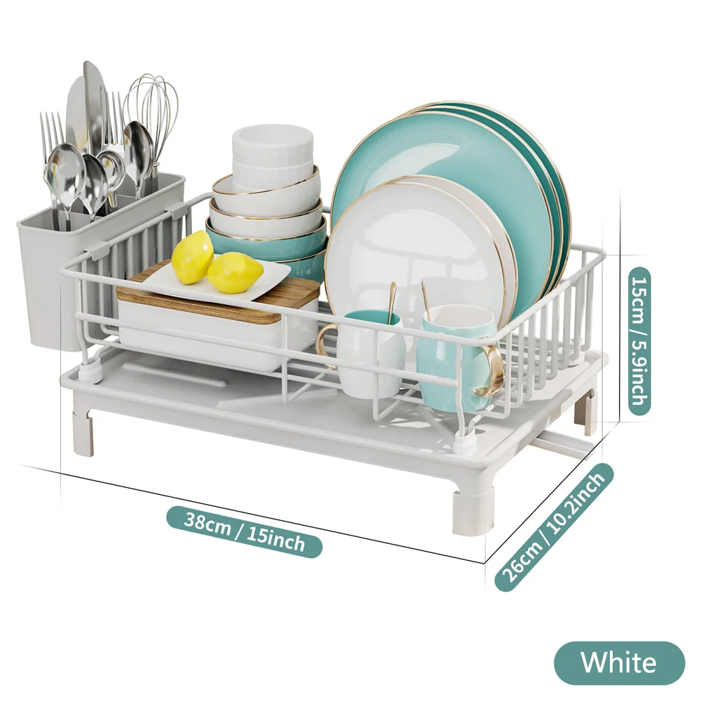 Multi-Functional Kitchen Organizer: Countertop & Cabinet Dish Rack + Utensil Drainer Storage with Stackable Design Storage Rack