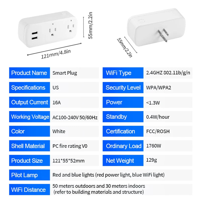 16A Smart Plug with Bluetooth App Control Power Monitoring Timer Countdown Group Voice Control PowerOff Memory Works with Alexa