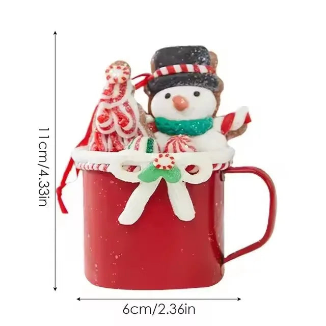 Christmas Coffee Mug Ornaments Enamel Mugs Holiday Coffee Cups Hangings Decoration Mug Of Hot Chocolate Ornaments Coffee Mug